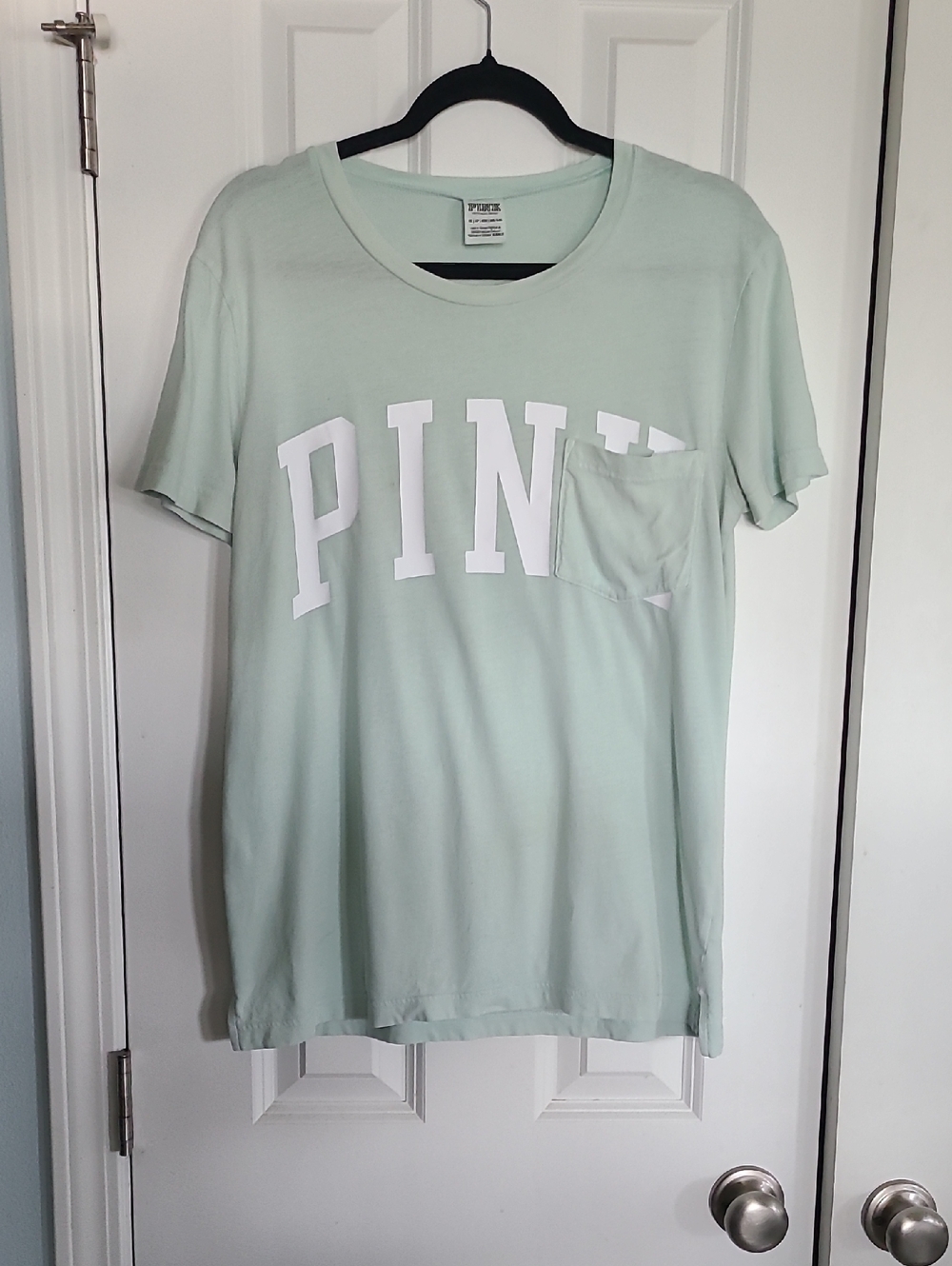 Victoria's Secret PINK Light Mint Green Logo Tee